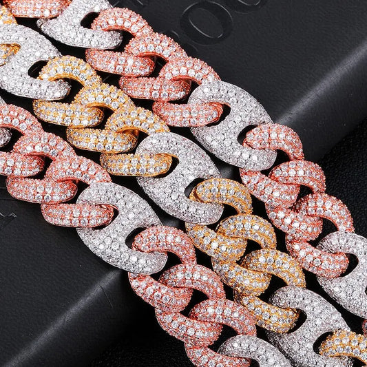 16mm Iced Miami Cuban Link Chain – Tricolor Edition TRAPSHINE JEWELRY