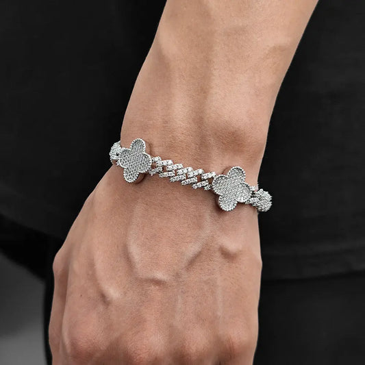 8MM FOUR LEAF CLOVER - CUBAN BRACELET TRAPSHINE JEWELRY