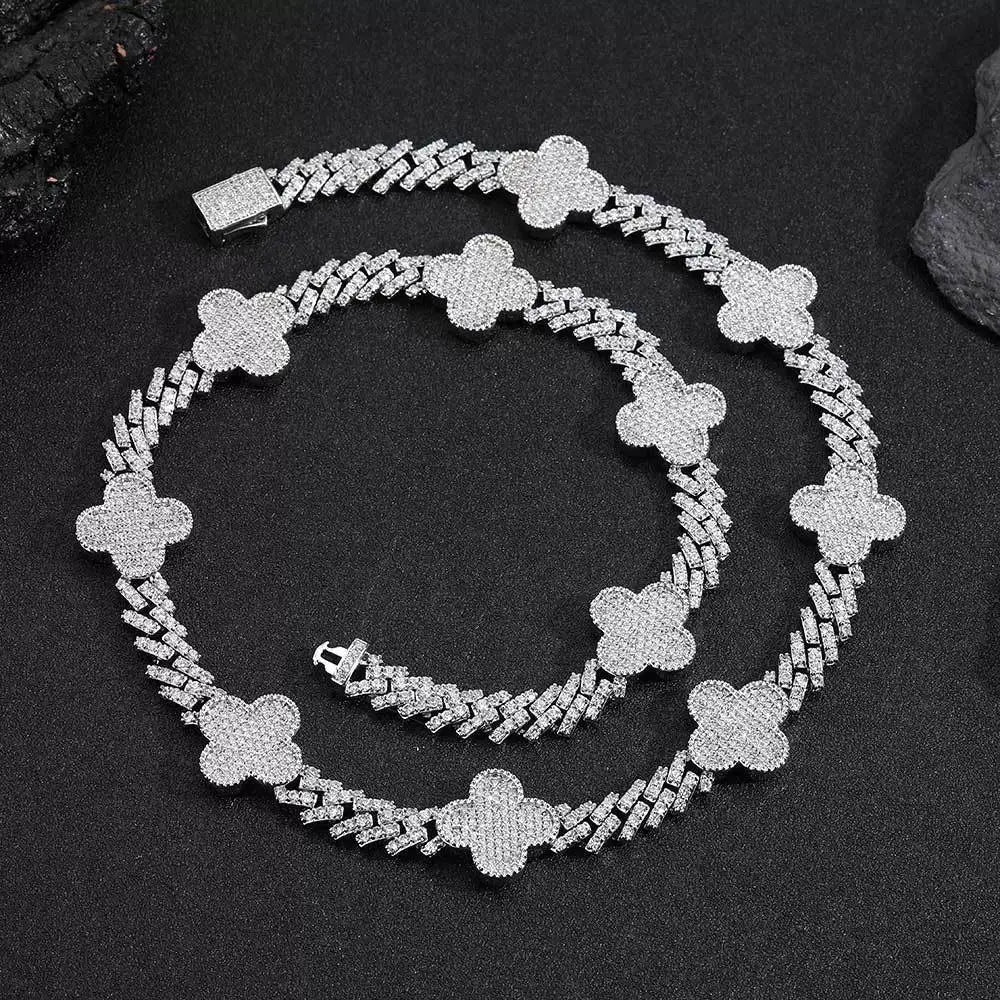 8MM FOUR LEAF CLOVER - CUBAN BRACELET TRAPSHINE JEWELRY