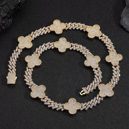 8MM FOUR LEAF CLOVER - CUBAN BRACELET TRAPSHINE JEWELRY