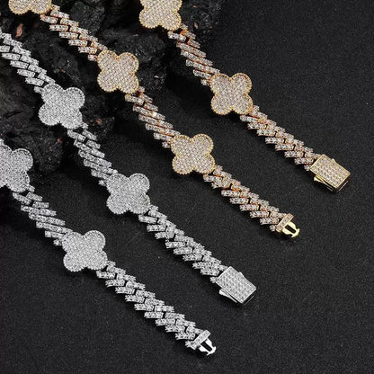 8MM FOUR LEAF CLOVER - CUBAN BRACELET TRAPSHINE JEWELRY