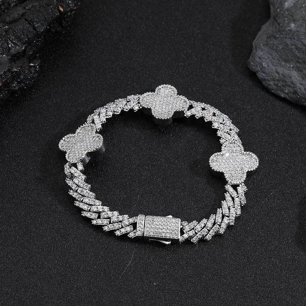 8MM FOUR LEAF CLOVER - CUBAN BRACELET TRAPSHINE JEWELRY