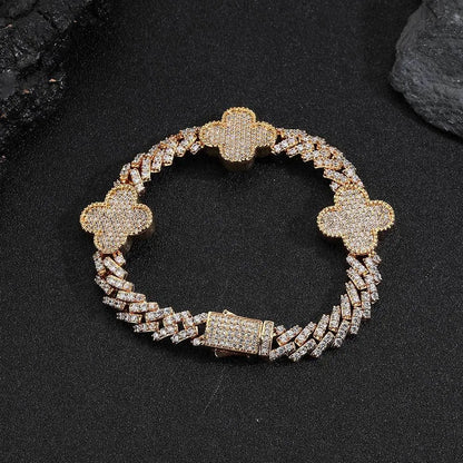 8MM FOUR LEAF CLOVER - CUBAN BRACELET TRAPSHINE JEWELRY