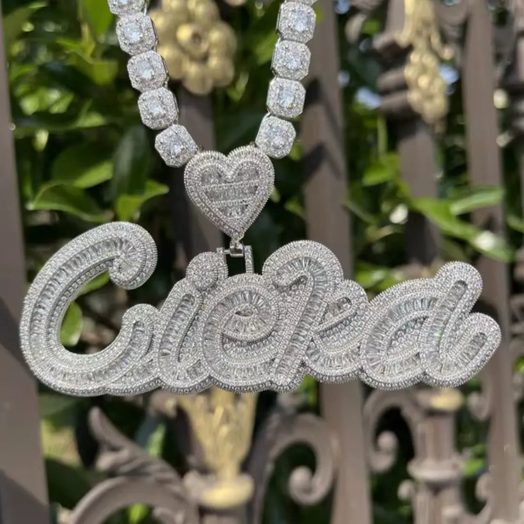 CUSTOM DRIP NAME – HEART STYLE ( sans chaine ) - TRAPSHINE JEWELRY