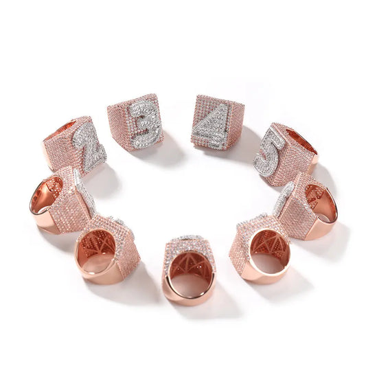 NUMBER LETTER RING CUSTOM - CZ TRAPSHINE JEWELRY