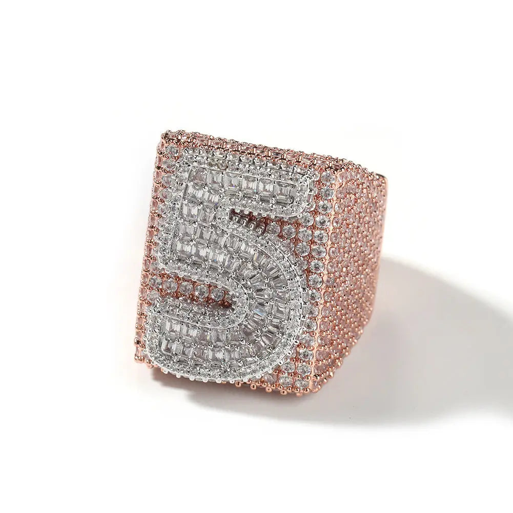 NUMBER LETTER RING CUSTOM - CZ TRAPSHINE JEWELRY