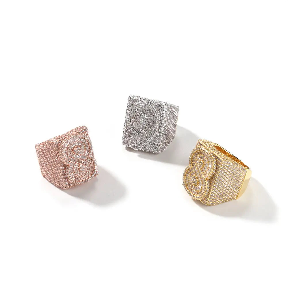 NUMBER LETTER RING CUSTOM - CZ TRAPSHINE JEWELRY
